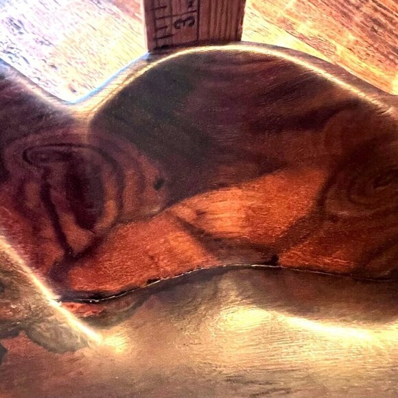 Mid Century Hawaiian Monkey Pod Pedestal Bowl - Picture 7 of 7